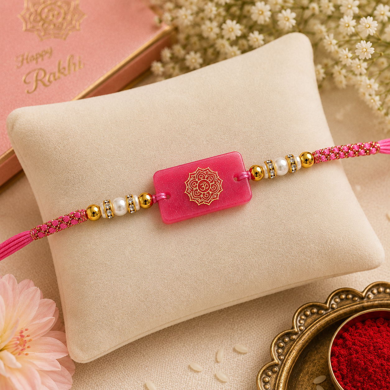 Pink Mandala Resin Rakhi