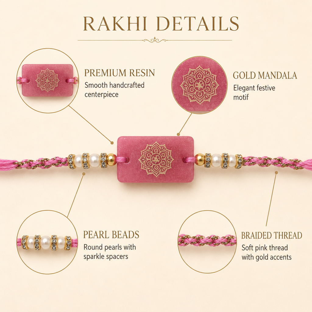 Pink Mandala Resin Rakhi