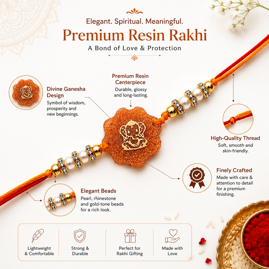 Handcrafted Lord Ganesha Resin Rakhi